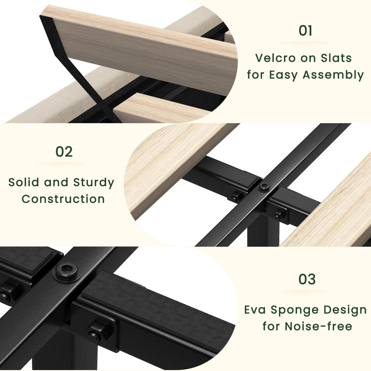 LARMACE Queen Size Bed Frame with 4 Storage Drawers and Tufted Headboard Linen Upholstered Platform Bed Frame with Heavy Duty Wood Slats, No Box Spring Needed, Easy Assembly, Beige LARMACE