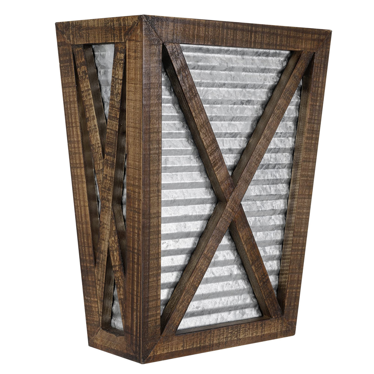 Autumn Alley Large Rustic Farmhouse Wall Planter Set of 2, Farmhouse Decor Wall Hangings for Hanging Planter Indoor, Galvanized Wall Planter, Corrugated Metal, Wooden, Brown - Flowers Not Included Autumn Alley