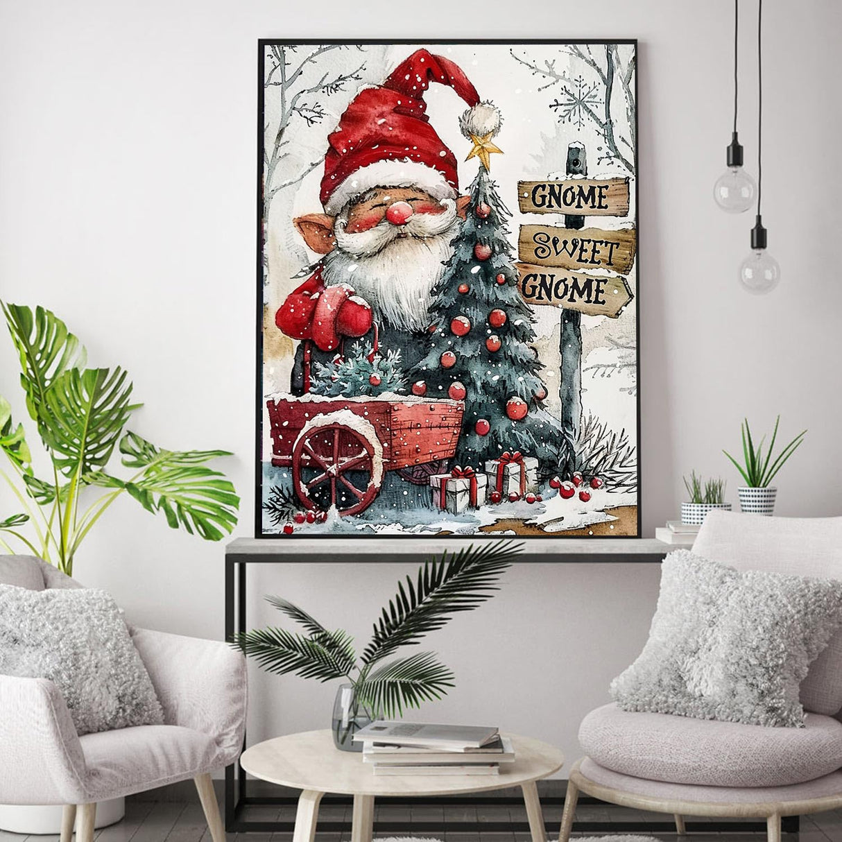 Gnome Sweet Gnome Paint by Number for Adults Beginner Winter Snow gnome Paint by Numbers,Christmas Decor Paint by Numbers Kits Suitable for Thanksgiving Day Decoration Without Frame 16x20 Inch Generic