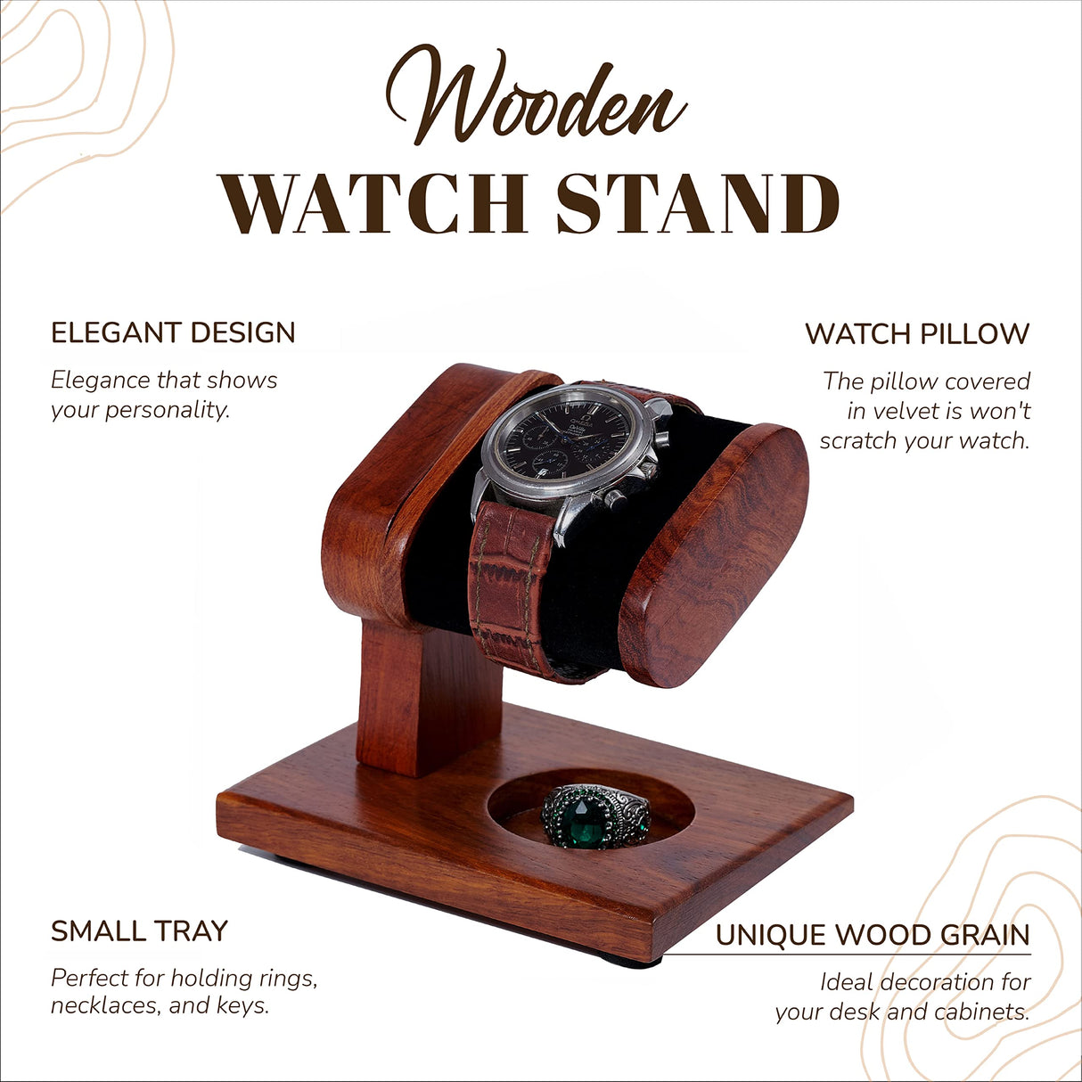 Bimoha - Watches Stand - Handmade Wood Watch Stand for Men and Women’s Collection, Watch Holder Wrist, Watch Display Tower Jewelry Organizer for Rings, Gift idea for dad, for father. Bimoha