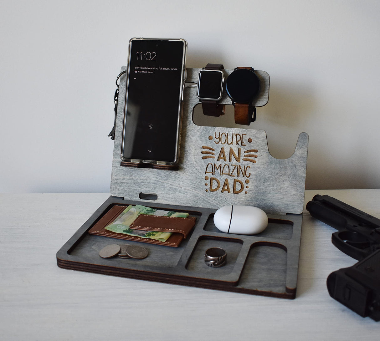 Wooden Docking Station, Police officer Docking Station, Wood Stand for gun, Law enforcement Gift for men, Gun holder, Father's Day Gift WoodArtSupply