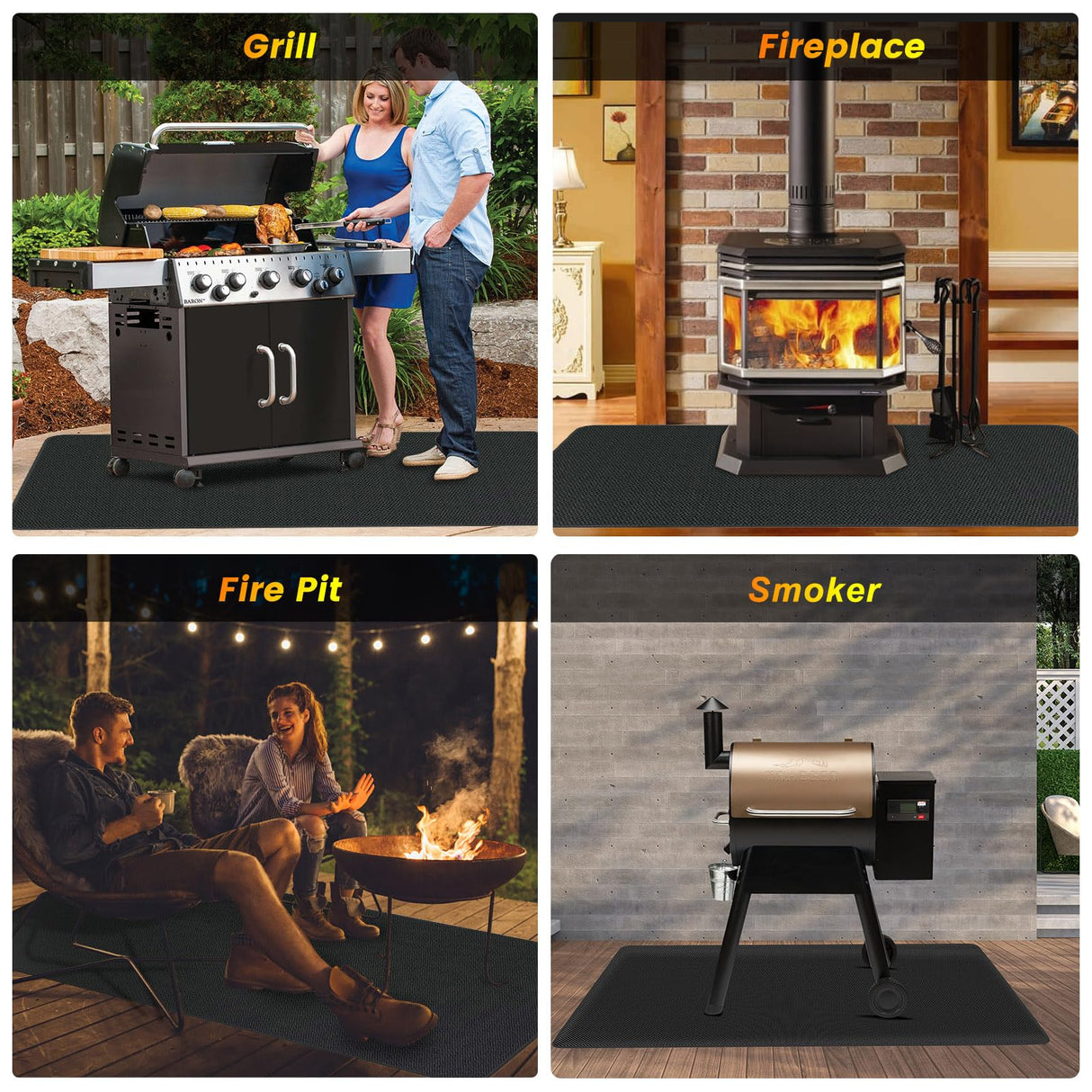 Super Extra Large 90x48 inch Under Grill Mat for Outdoor Grill, Charcoal, Flat Top, Smoker, Deck Patio Protection Mats, Indoor Fireplace Mats, Fire Pit Mat, Both Sides Fireproof Waterproof Pad Wasmicro