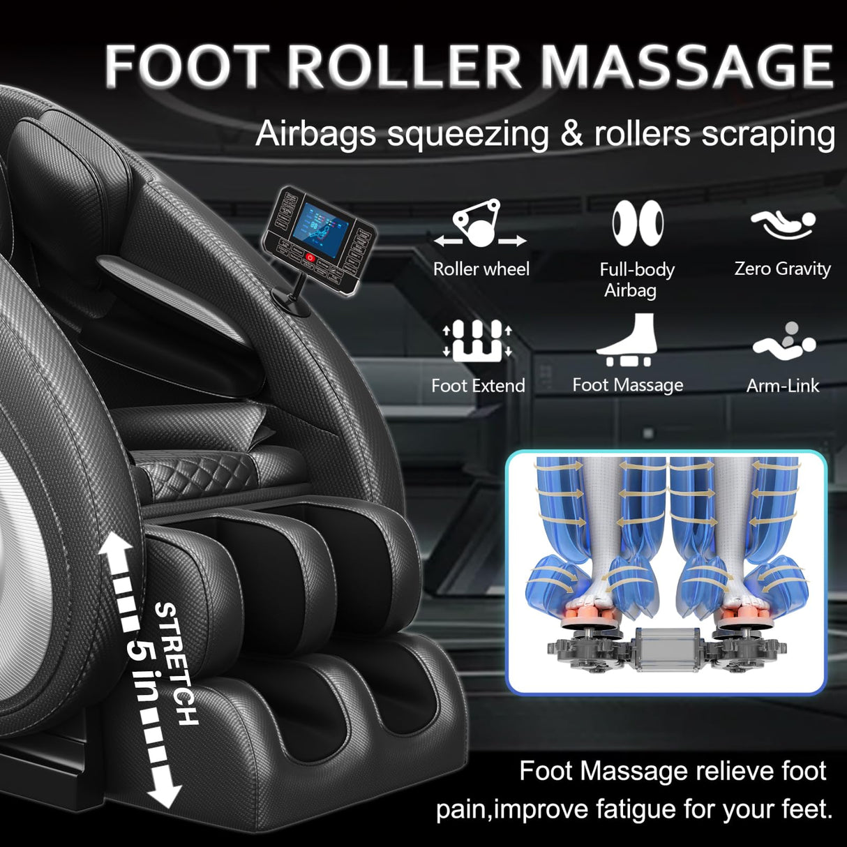Massage Chair Full Body, Zero Gravity Massage Chair with 8 Fix Rollers, Foot Massage, Heating, Auto Modes, Full Body Airbag, Touch Screen Controller, Music Player, Home Massage for Back Fatigue Msutree