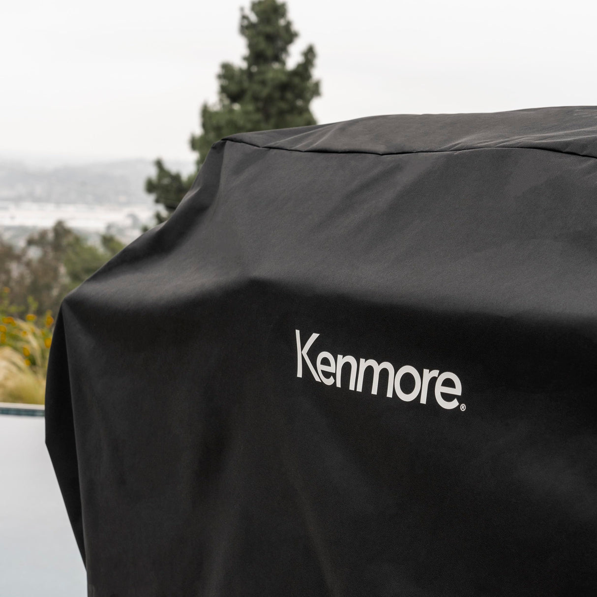 Kenmore 66 Inch Gas Grill Cover for Outdoor Grill, Universal BBQ Grill Cover for 6-Burner Gas Grill, Weatherproof, UV- and Fade-Resistant with Hook & Loop Straps, Black Kenmore
