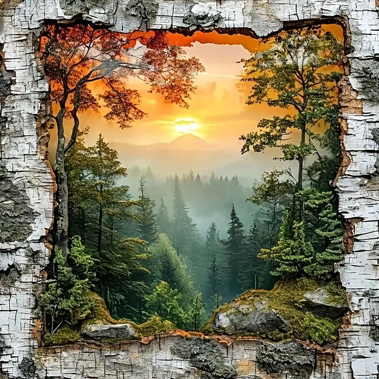 CHWGLFGG 5D Diamond Art Kits for Adults Beginners, Forest Landscape Diamond Painting Kits, DIY Full Round Drill Paint by Diamonds Dot Gem Art for Adults, Home Wall Decor 13.7X 13.7 Inch CHWGLFGG