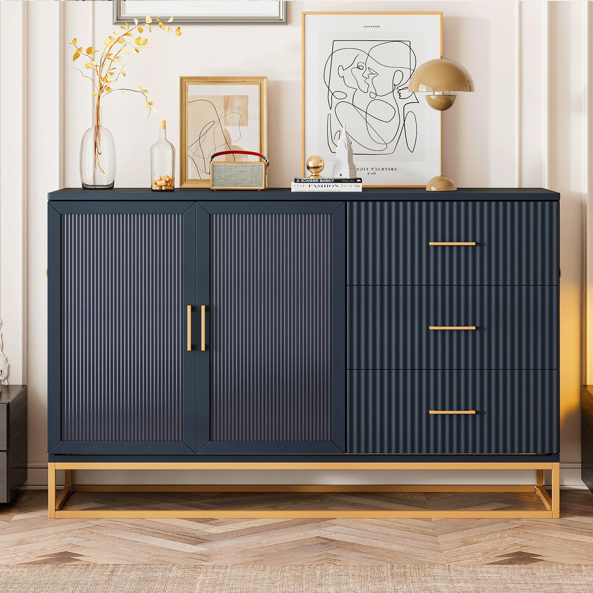 Queen Size Murphy Bed with Frosted Glass Doors,Fake Drawers and Metal Legs,for Small Spaces Apartments Studio Guest Room Use (Black#b, Queen) Brabrety