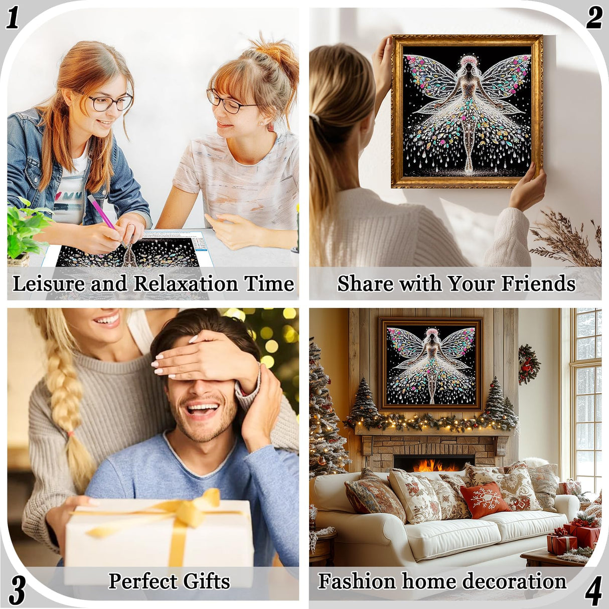 AMORARS Snow Fairy Diamond Art Kits for Adults, 5D Christmas Special Shape Diamond Painting Kits for Beginners - Crystal Rhinestones Diamond Painting Gem Art for Home Wall Decoration Gifts,12x12In AMORARS