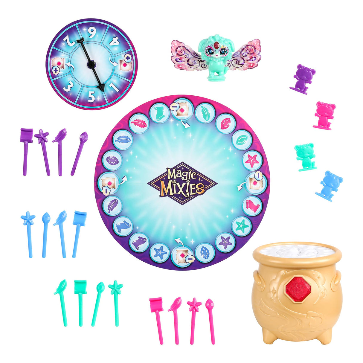 Magic Mixies Magic Potion Cauldron Game. Place The Magic Ingredients Into The Cauldron and Make The Exclusive Mixling Leap Up and Out to Win Magic Mixies