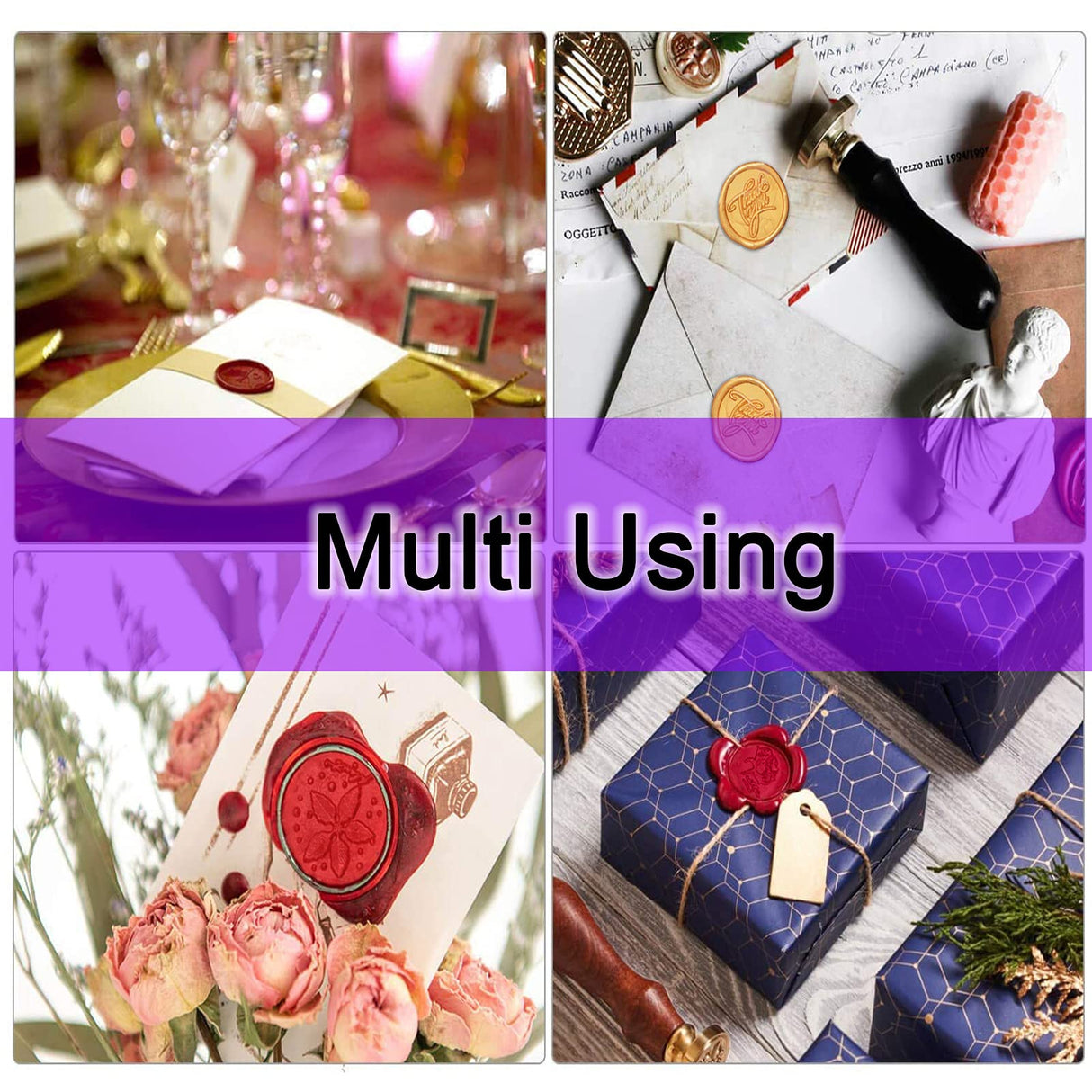 YIPLED Sealing Wax Kit - 728 Pcs With 24 Color Beads, 2 Pens, Warmer, Stamp Spoon and Candles for Gift & Envelope Sealing, Wedding Invitation YIPLED