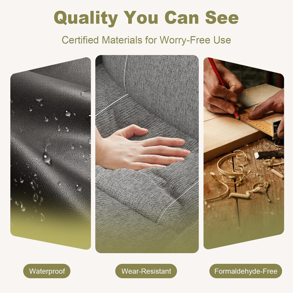 Dresegmt Home Theater Seating, Manual Recliner Sectional Sofa for Living Room, 5 Seater Reclining Sectional Couch with Flip-Up Backrest, Storage Console, USB Ports, Grey Linen & Chocolate Leather Dresegmt