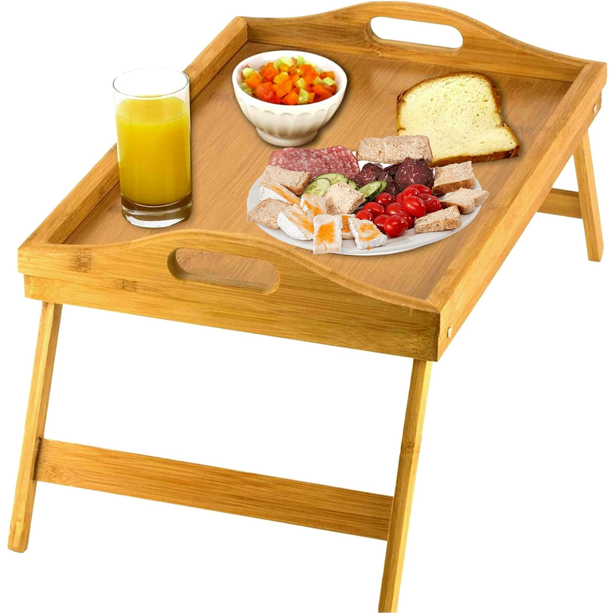 Home-It Large Bed Table Tray with Folding Legs - Breakfast Tray with Handles - Bamboo Bed Tray for Bed, Sofa, Eating and Laptops, Snacking and Working HOME IT