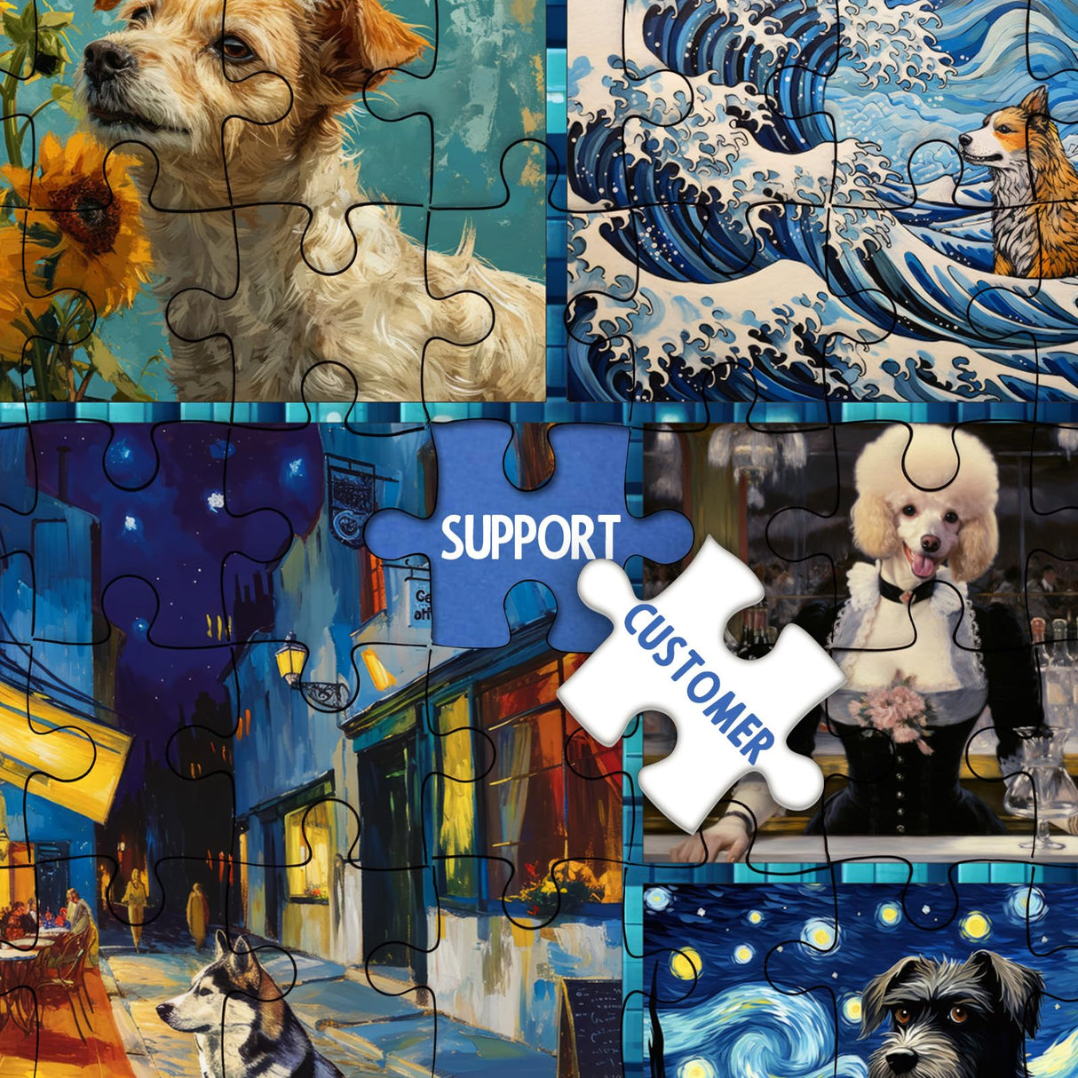 Dog Puzzles for Adults 1000 Piece, Puppy Animal Jigsaw Puzzle, Classic Artists Dog Collage Puzzles for Adults IdeaBazar