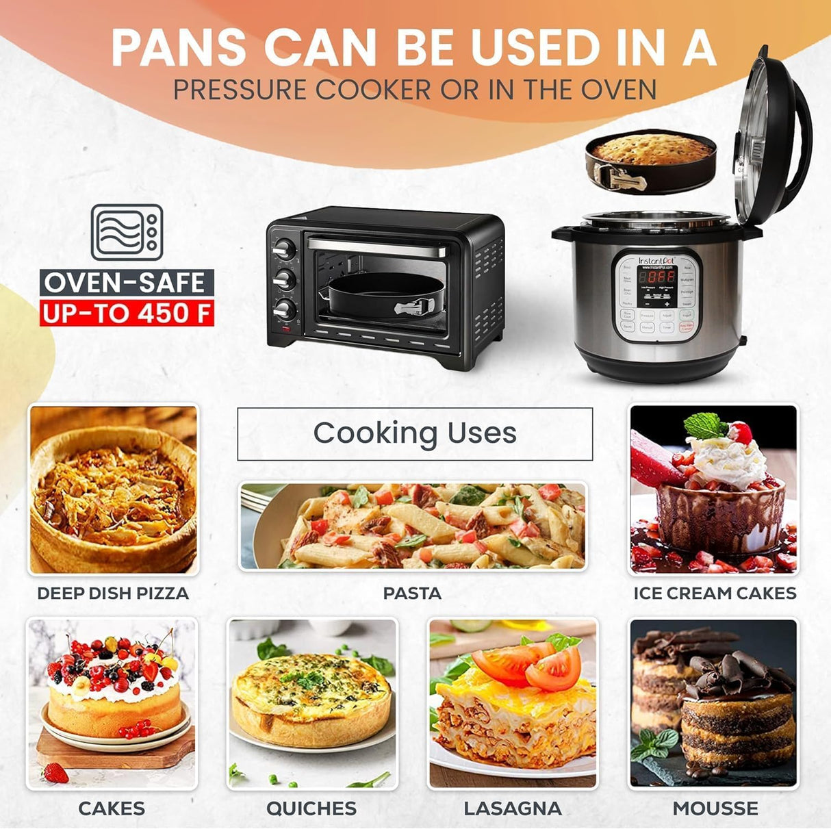 RFAQK 100PCs Cake Pan Sets for Baking - Baking Supplies with 3 Nonstick Springform Pans (4, 7, 9 Inch), Piping Tips, Cake Leveler – Multifunctional Cheesecake Pan, Baking Pans Set & eBook RFAQK