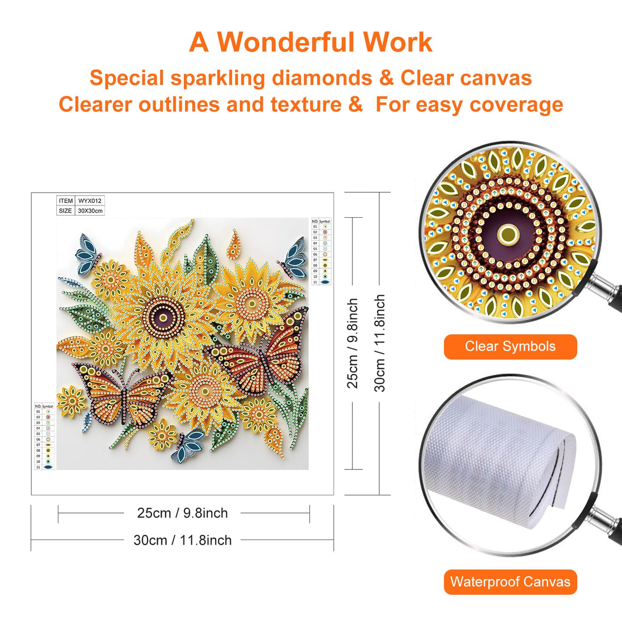 Stalente Diamond Painting Kits for Adults Sunflower, 5D Special Shape Diamond Art Kits for Beginners, Crystal Rhinestones Diamond Painting for Home Wall Decoration Gift 12×12inch, Butterfly Stalente
