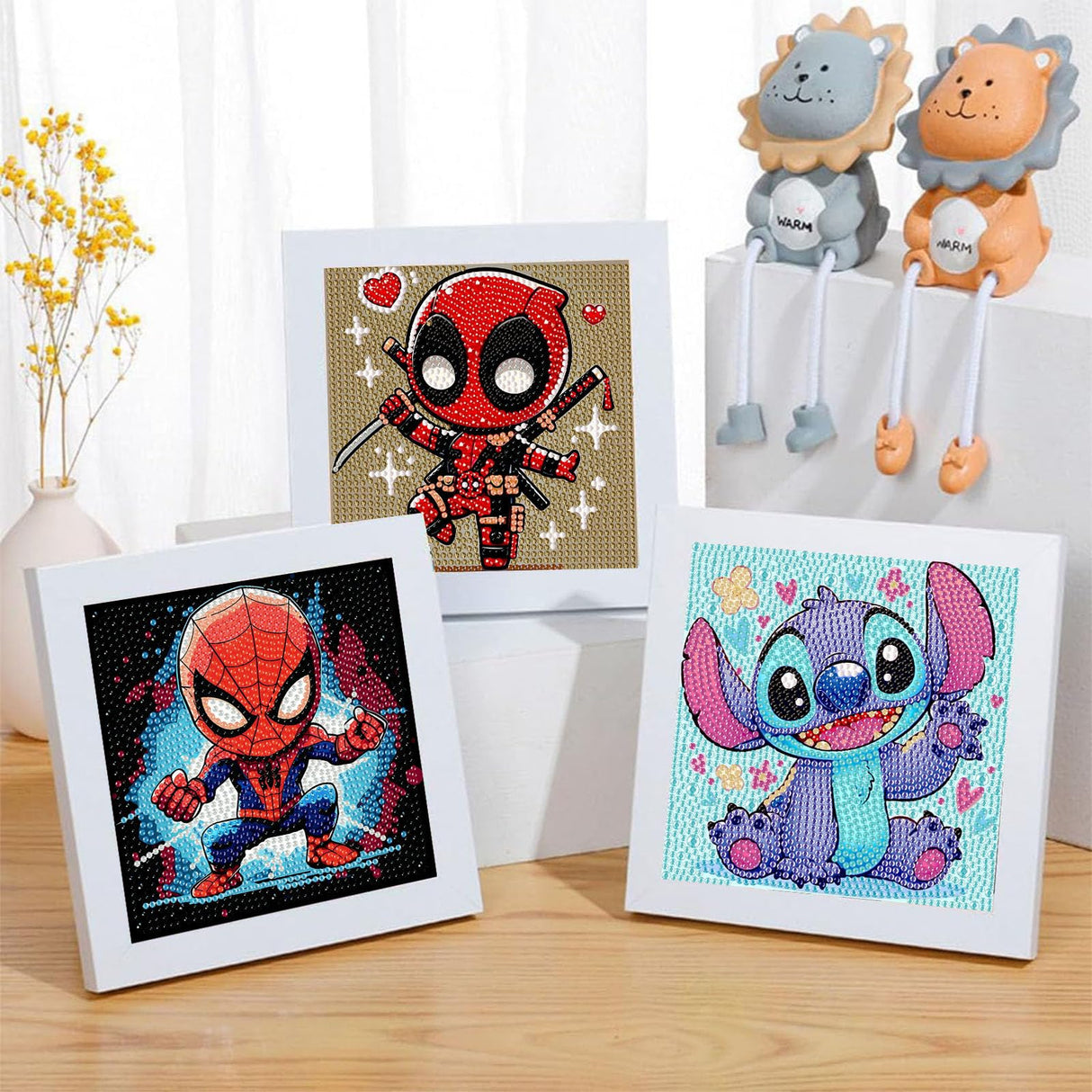 Sretoul 6 Pack Cartoon Diamond Art Kits for Kids- 6 Pack Small Diamond Art Painting, Arts and Crafts for Kids Ages 4-8-12 6X6 Inch Sretoul