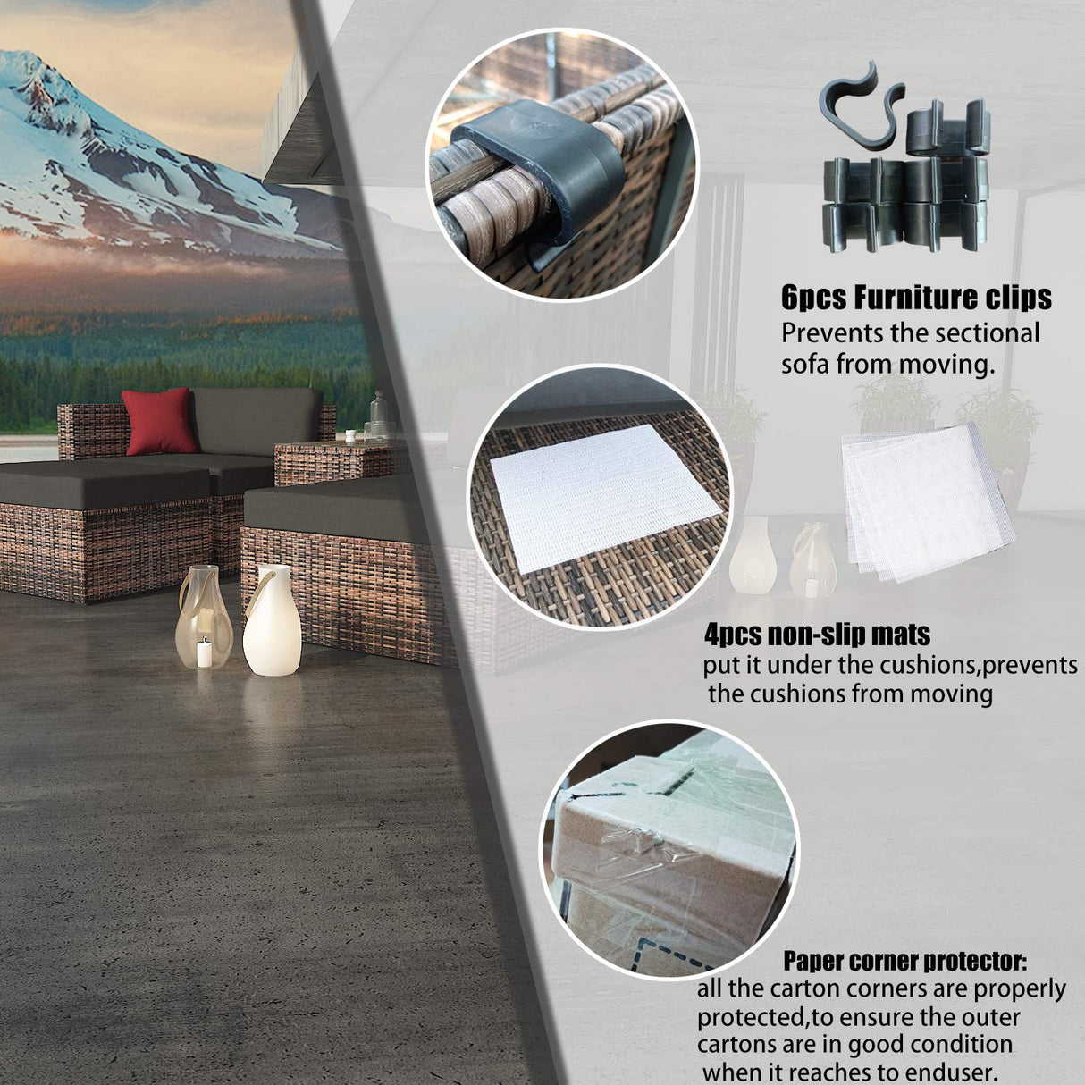 YOPTO 5 Pieces Outdoor Wicker Sectional Sofa Set with 2 Ottoman & Coffee Table,Patio Conversation Set Sectional Couch W/Cushions,Pillows & Protection Cover,Patio Sofa Bed for Porch,Garden,Lawns,Brown YOPTO