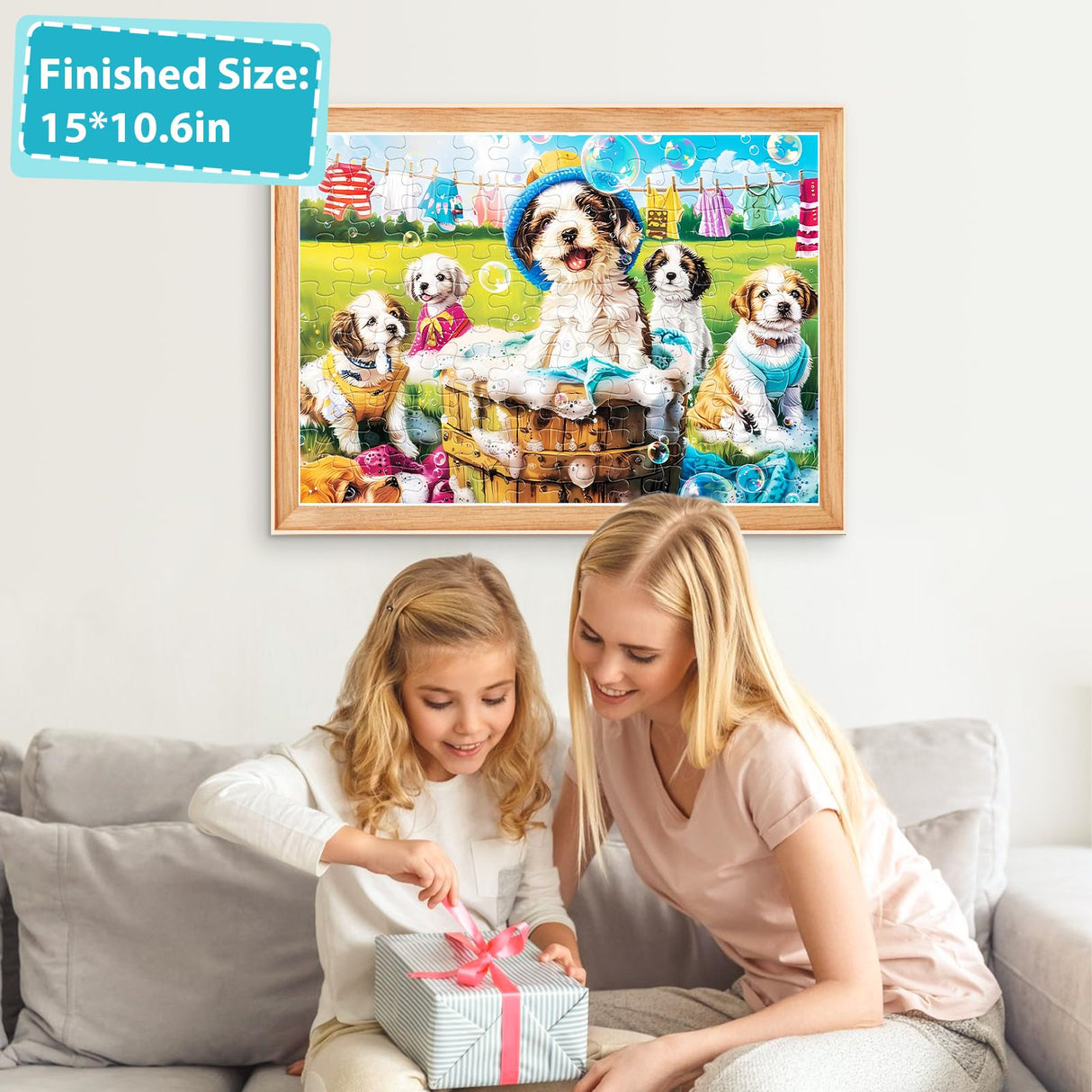 100 Piece Puzzles for Kids Ages 4-6 6-8 8-10 Year Old - Puppies and Bubbles, 100 Pieces Jigsaw Puzzles for Kids, Children Learning Educational Toys Gift for Boys and Girls Jeacirio