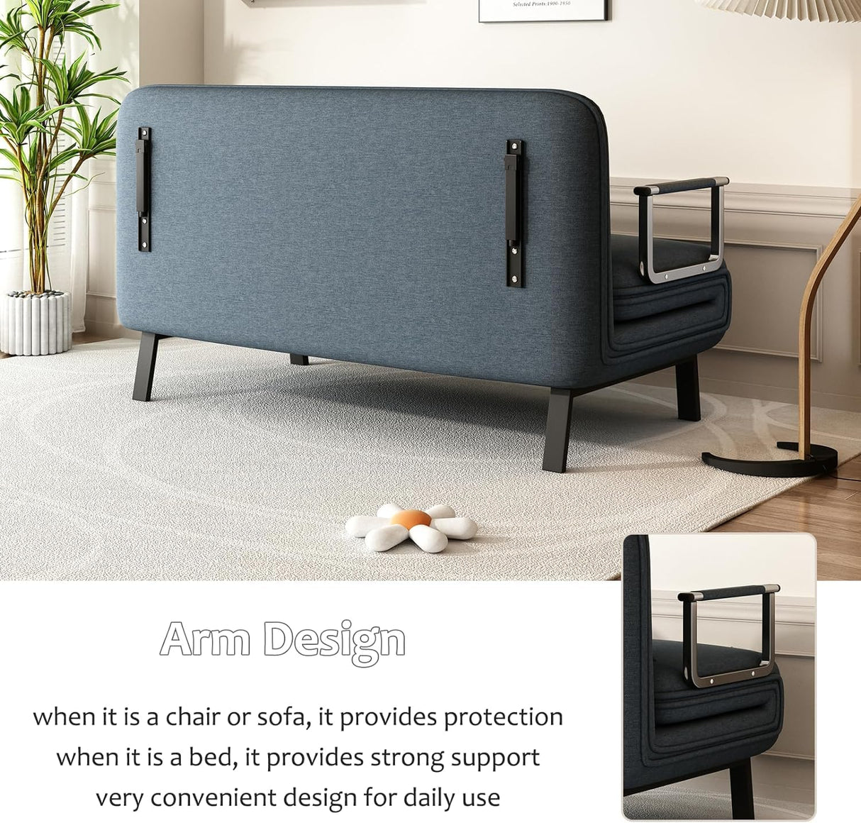 Convertible Sleeper Sofa, 55″ Tri-Folding Queen Sofa Bed with Adjustable Backrest, Velvet Comfy Loveseat Sleeper, Sleeper Sofa Bed for Adults, Modern Futon Sofa Bed for Bedroom Living Room (55in) Meesifeel