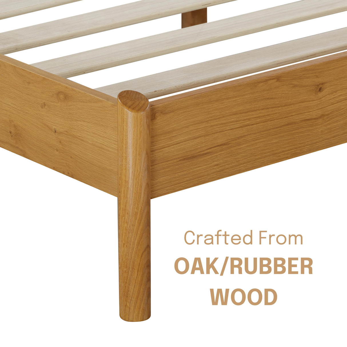 Elegant NTC Gem Solid Oak Bed Frame with Headboard and Silent Slats NTC