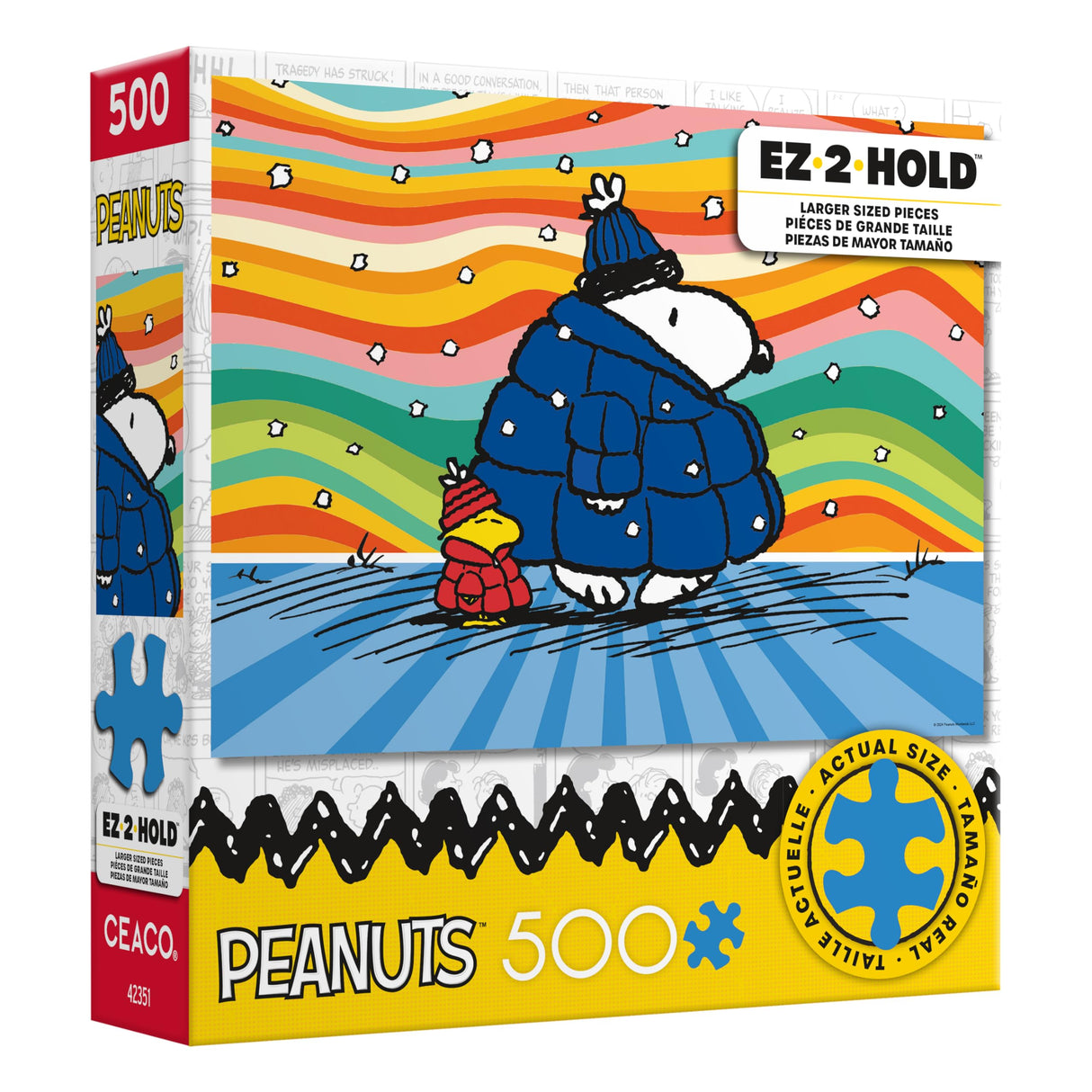 Ceaco - Peanuts - Puffer Coat - 500 Piece Jigsaw Puzzle – Oversized Pieces – Easy to Hold – EZ Hold Ceaco