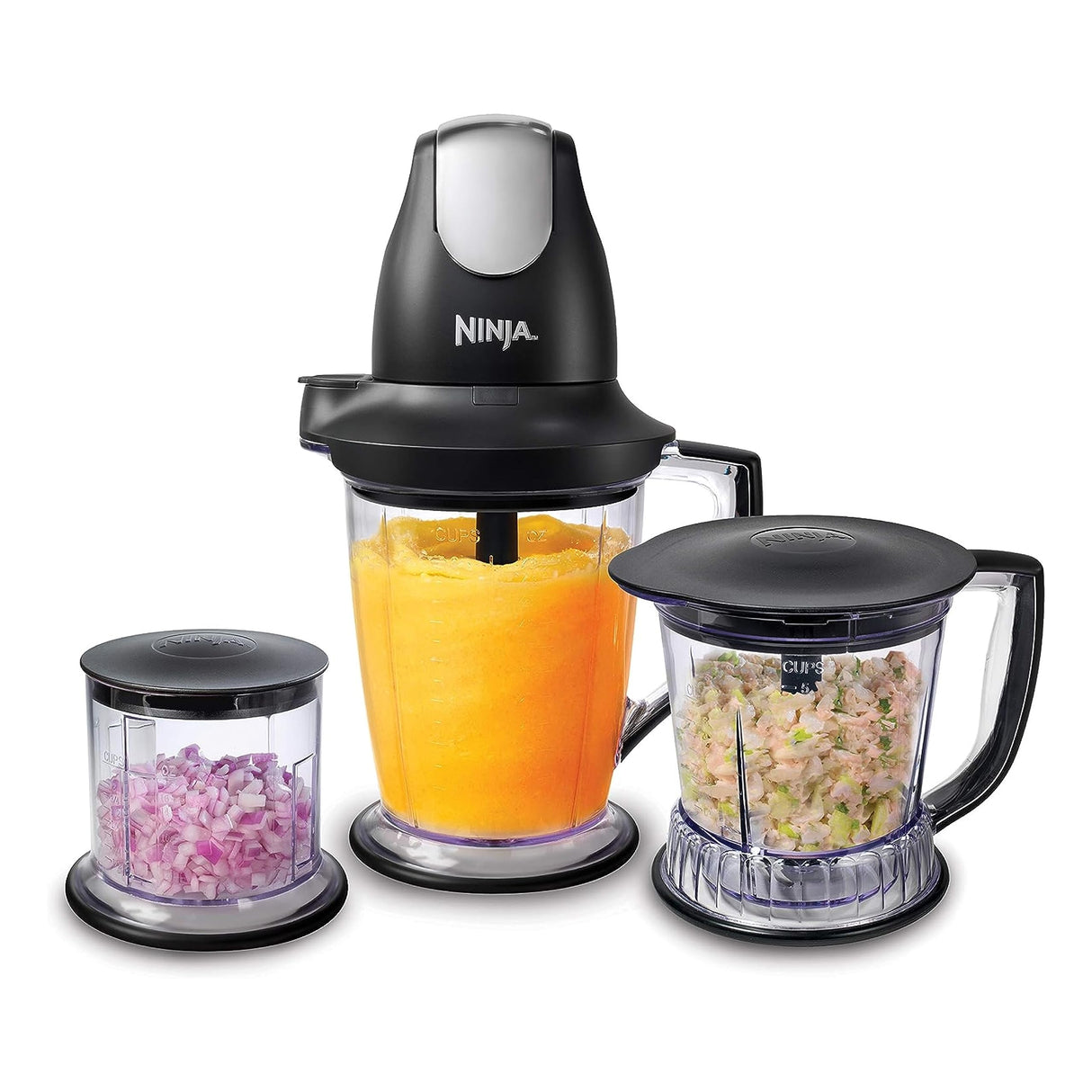 Ninja QB1004 Blender/Food Processor with 450-Watt Base, 48oz Pitcher, 16oz Chopper Bowl, and 40oz Processor Bowl for Shakes, Smoothies, and Meal Prep,Black Ninja