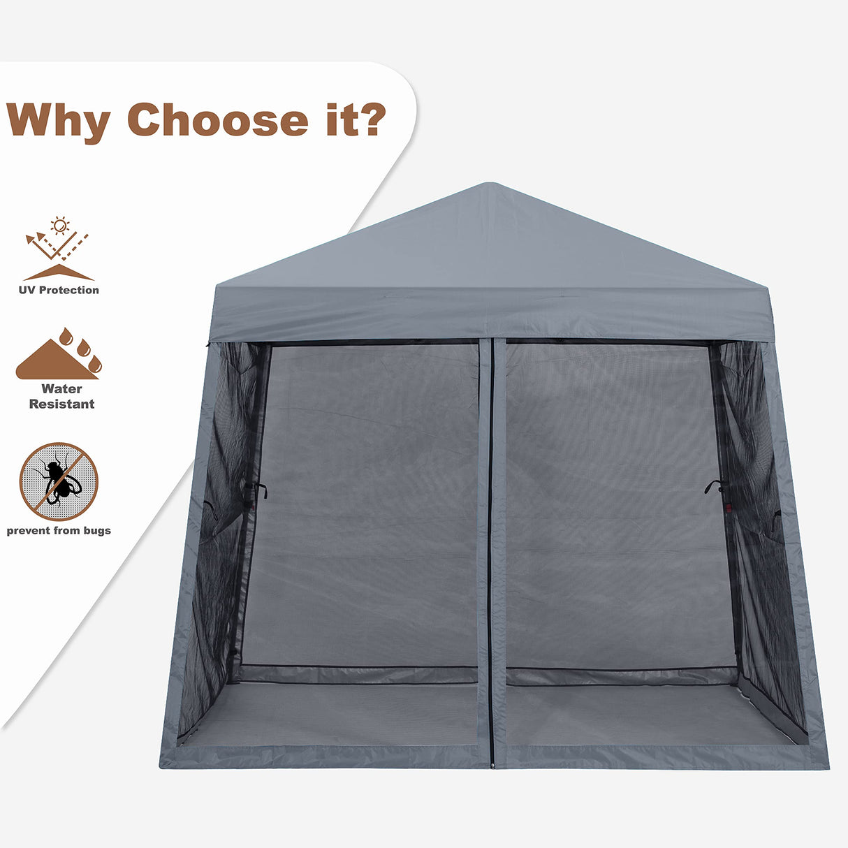 MASTERCANOPY Pop Up Gazebo Canopy with Mosquito Netting (10x10, Light Gray) MASTERCANOPY