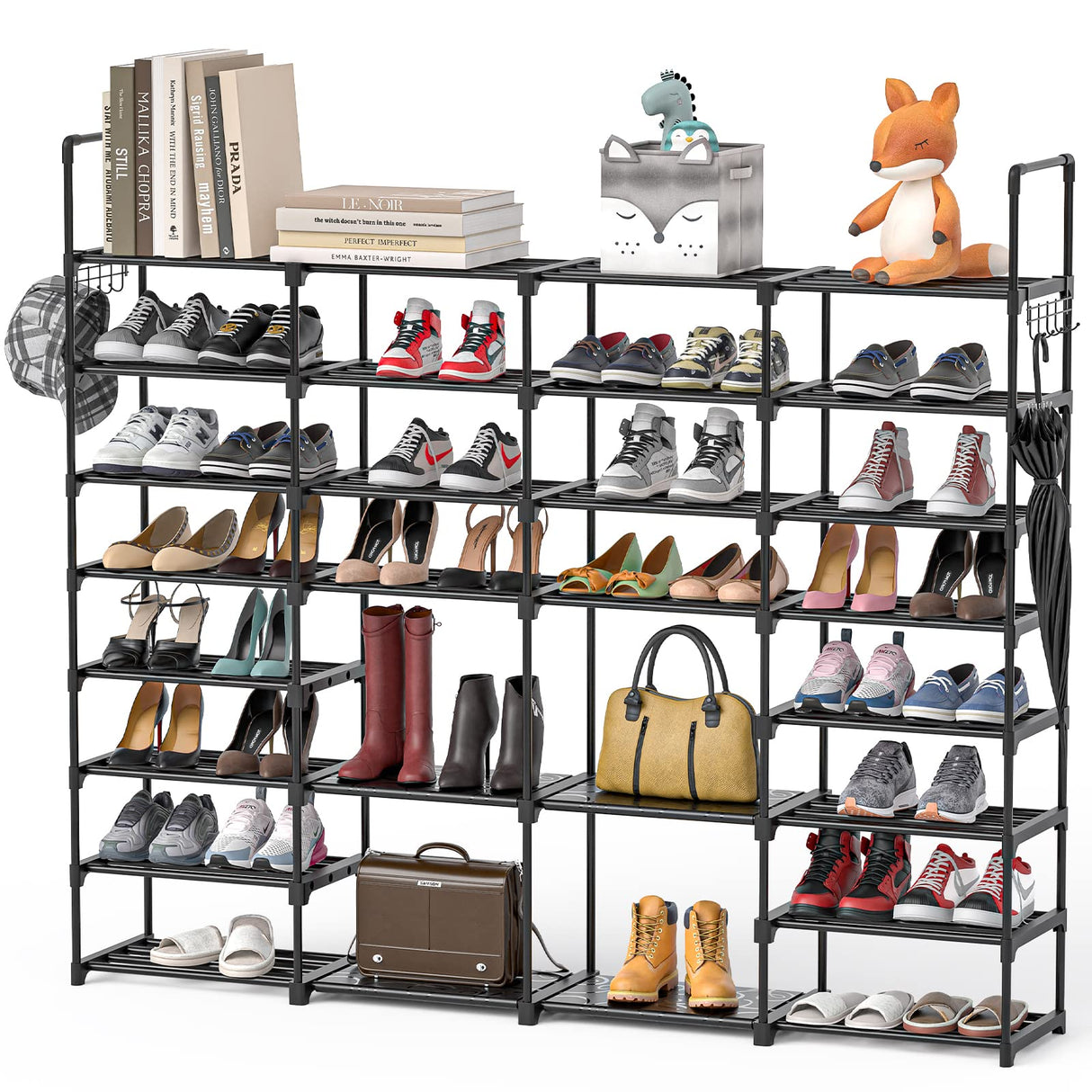 Mavivegue Extra Large Shoe Rack, 8 Tier 4 Rows 72-76 Pairs Big Tall Metal Shoe Shelf,Big Boot Rack Storage Organizer for Garage,Show Rack Shoe Holder Stand,Closet Rack Organizers and Storage Mavivegue