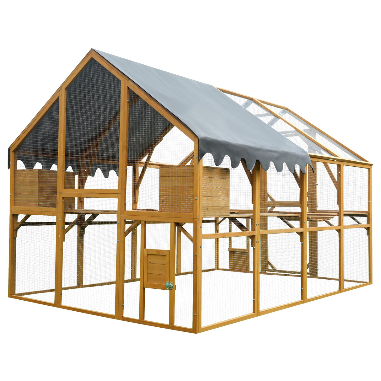 Large Wooden Chicken Coop Run with Waterproof Cover - Heavy-Duty Predator-Proof Poultry House for 10-12 Chickens, Ducks, Rabbits | 110" L x 75.2" W x 72.54" H Playpen | Easy Assembly 110-Inch Sun koery