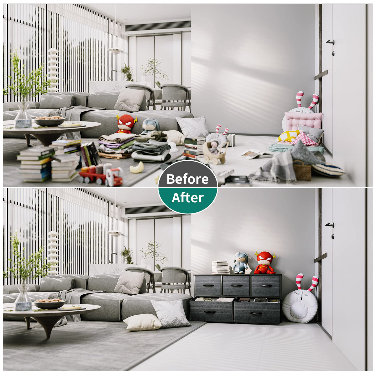 YITAHOME Dresser with 5 Drawers - Fabric Storage Tower, Organizer Unit for Bedroom, Living Room, Closets - Sturdy Steel Frame, Wooden Top YITAHOME