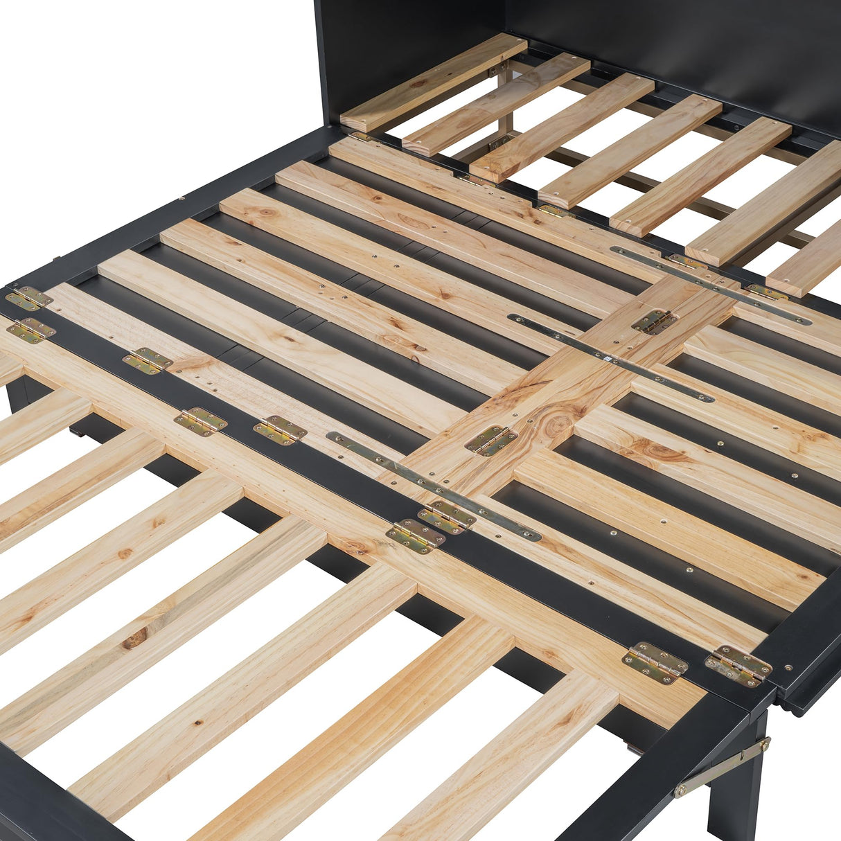 Queen Size Murphy Bed with Frosted Glass Doors Design, Fake Drawers, Metal Legs,Solid Wood Storage Bed for Small Spaces Apartments Studio (Black/S) Quarte