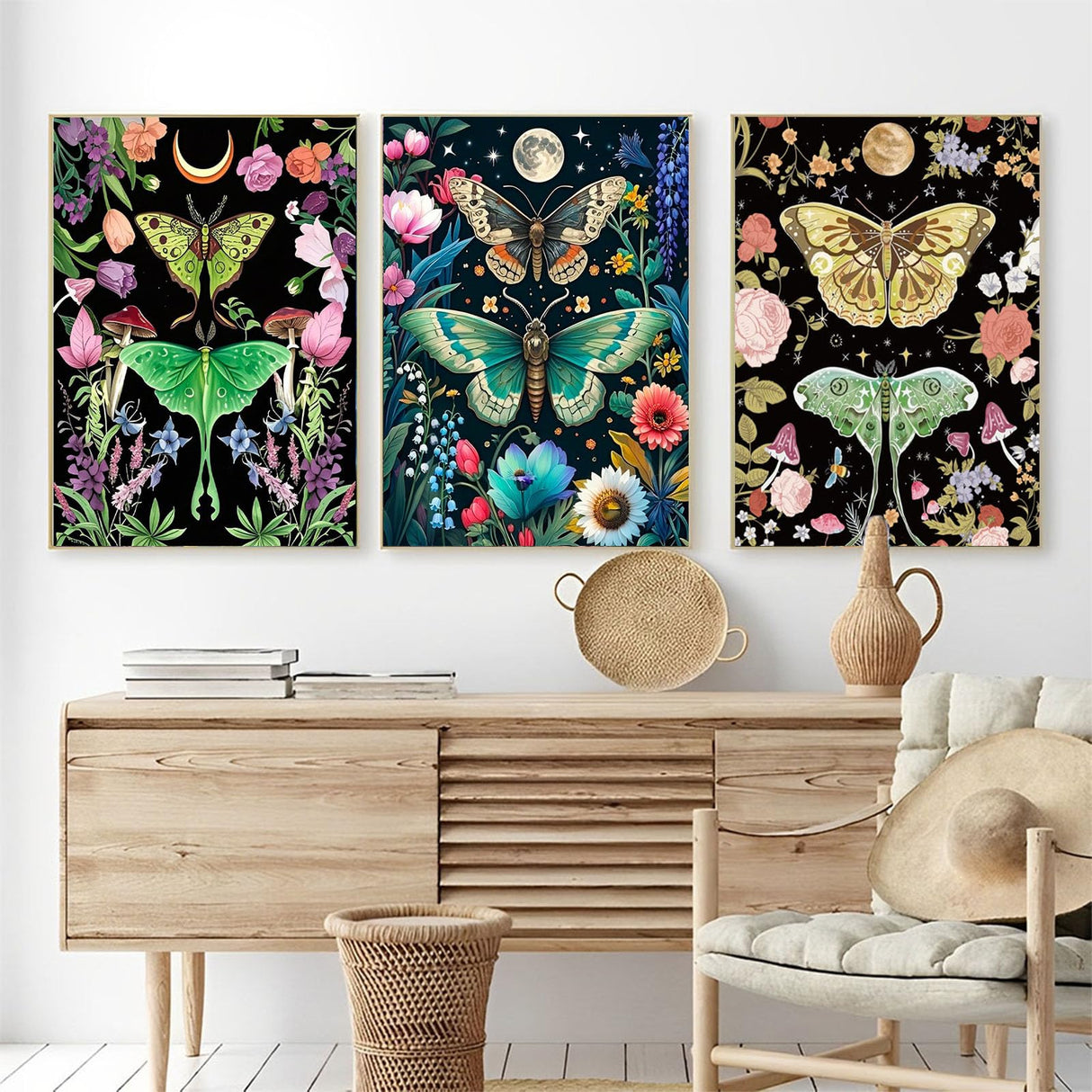 OFRKE Diamond Painting Kits for Adults,3 Pack Butterfly Moth Diamond Art for Beginners, Diamond Round 5D Full Drill Paint with Diamonds Pictures Gem Art Painting Kits DIY Crafts Kits 12x16inch OFRKE