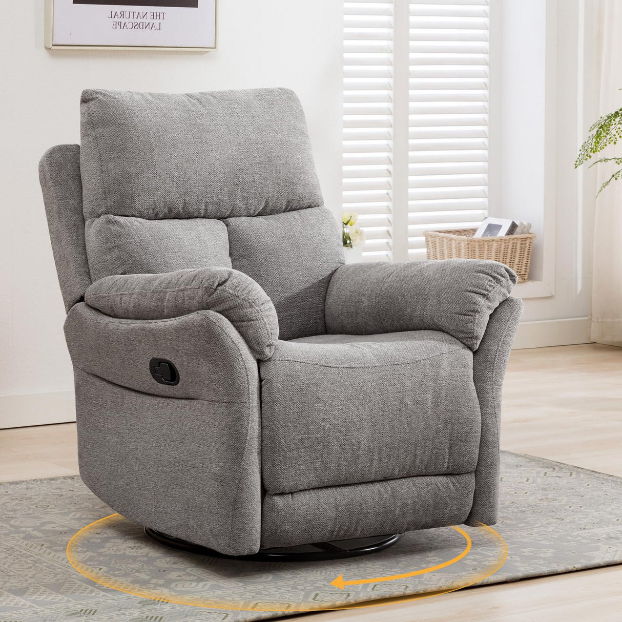 ANJ Swivel Rocker Recliner Nursery Chair, Manual Glider Rocking Recliner Chairs for Adults, Small Recliners for Small Space, 360° Swivel Lazy Boy Recliner Chairs for Living Room, rv, Silver Grey ANJ