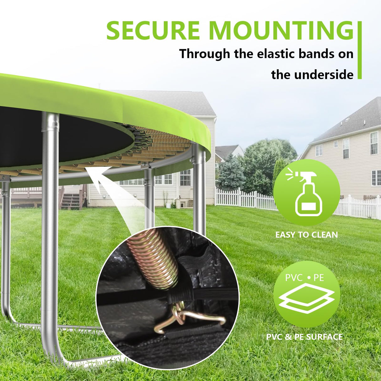 SKOK Trampoline Pad 12FT 14FT 20FT Trampoline Replacement Safety Pad Mat, No Holes for Pole, Waterproof Trampoline Accessories Spring Cover SKOK