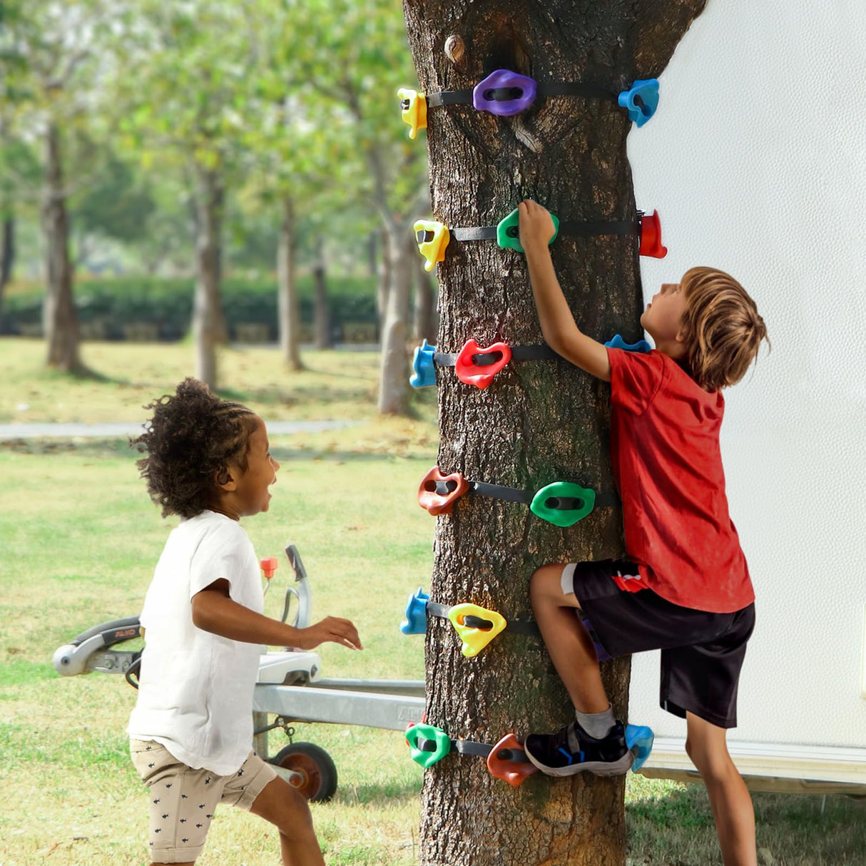 TOPNEW 12 Ninja Tree Climbing Holds for Kids Climber, Adult Climbing Rocks with 6 Ratchet Straps for Outdoor Ninja Warrior Obstacle Course Training TOPNEW