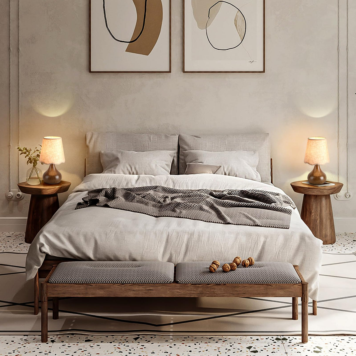 Ziqqeelam Wood Grain Small Bedside Table Lamp for Bedroom, Farmhouse Bedroom Lamps for Nightstand, Small Table Lamps for Small Spaces for Bedroom, Home Office, Living Room, Kids Dorm Ziqqeelam