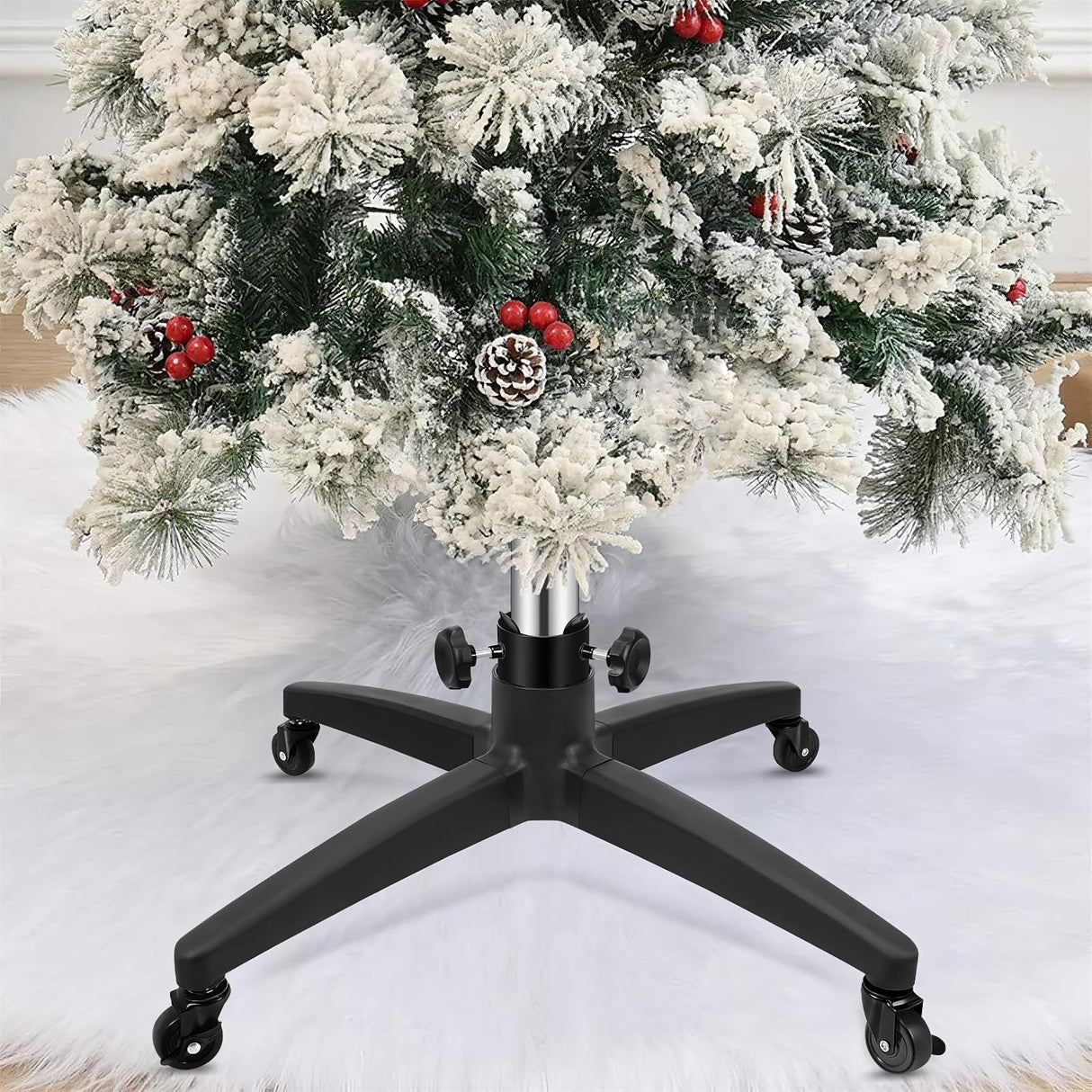 Rolling Christmas Tree Stand Universal Rolling Christmas Tree Stand with Wheels, Rolling Christmas Tree Holder Base for Artificial Trees up to 9 ft, Heavy Artificial Xmas Tree Stand Base with Casters Hammrit