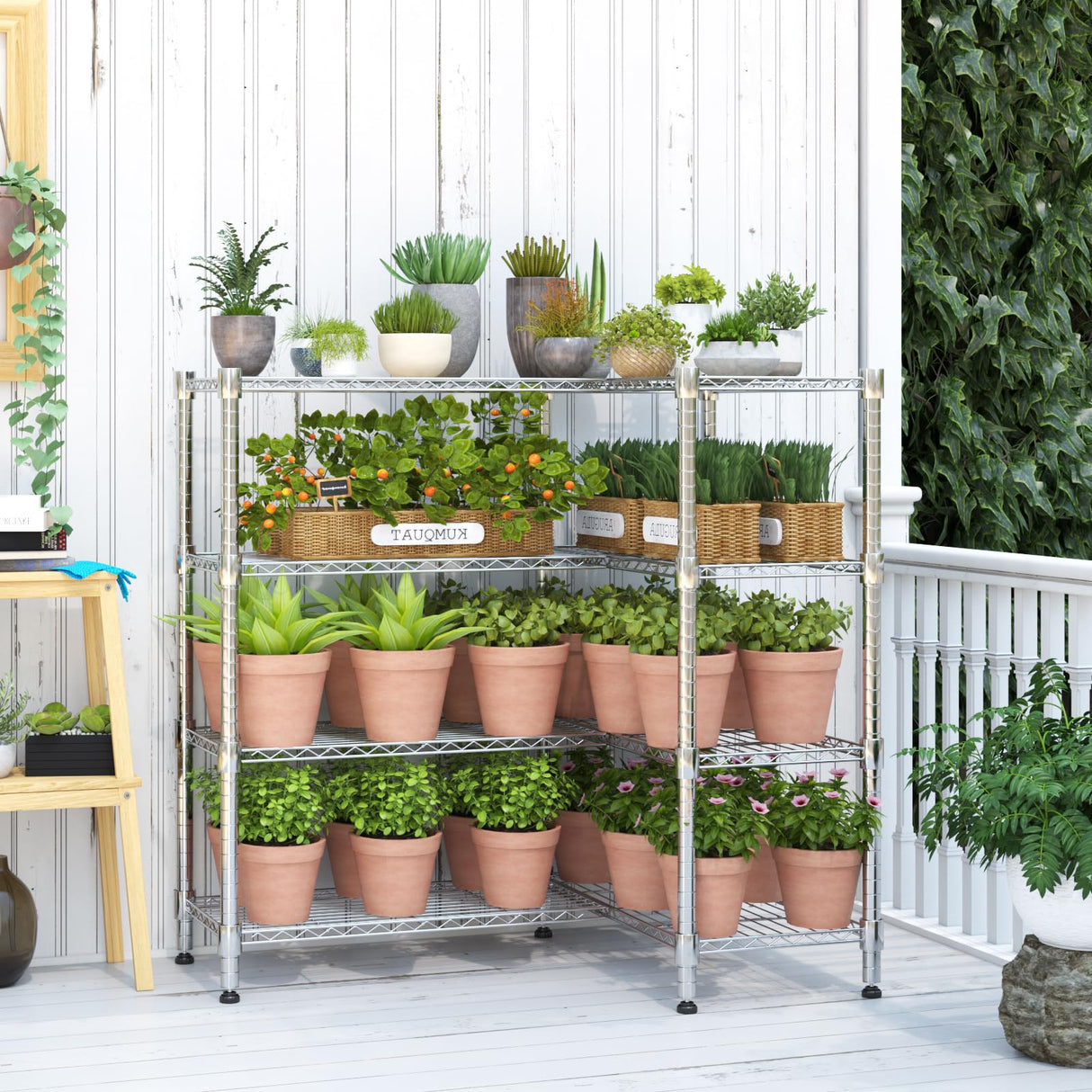 Homdox Heavy Duty Storage Shelves, 4 Tier Wire Shelving Unit, Adjustable Metal Shelves for Storage, Garage Rack Pantry Shelves Kitchen Shelving, 14"x60"x60", Silver Gray Homdox