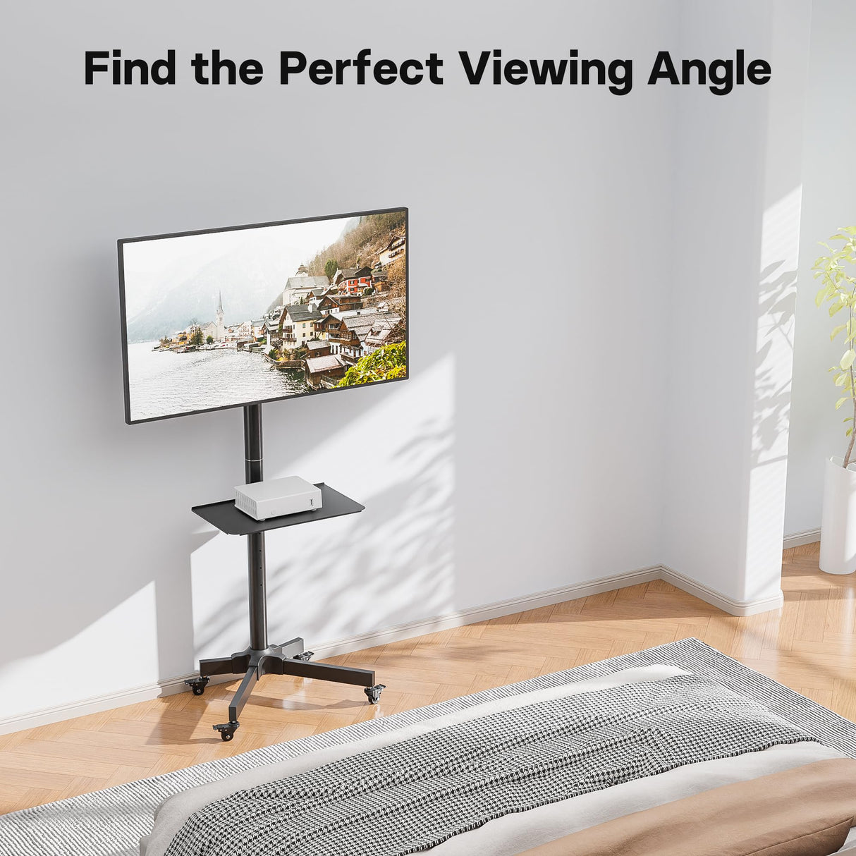 BONTEC Mobile TV Stand with Tilt, Rolling TV Stand Fits 23-60" LED, LCD, OLED, Flat Curved TVs Up to 88 lbs, Height Adjustable TV Cart with Laptop Shelf, Max VESA 400x400mm BONTEC