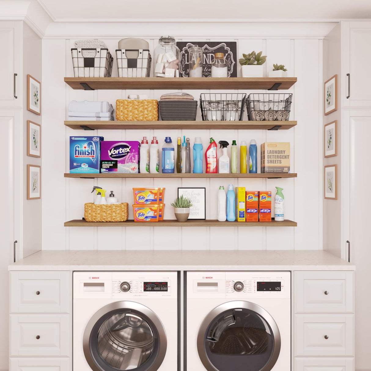 Wallniture Palm 60 inch Long x 10 in Deep Rustic Floating Shelves for Wall Storage, Wall Book Shelf for Living Room, Shelves Laundry Room, Home Office, Set of 2, Burnt Finish, Real Wood Wallniture