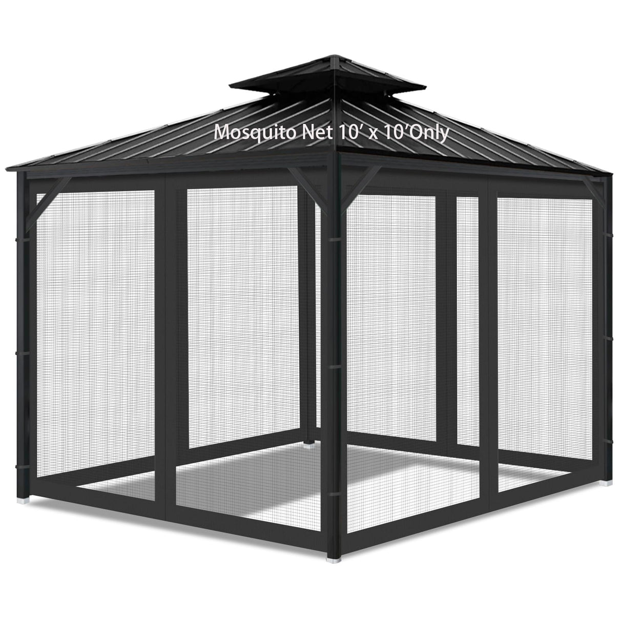 AONEAR Gazebo Universal Replacement Mosquito Netting, 10' x 10' Outdoor Mesh Netting Screen 4-Panel Sidewall with Zipper for Patio, Canopy, Garden and Backyard, Black(Mosquito Net Only) aonear