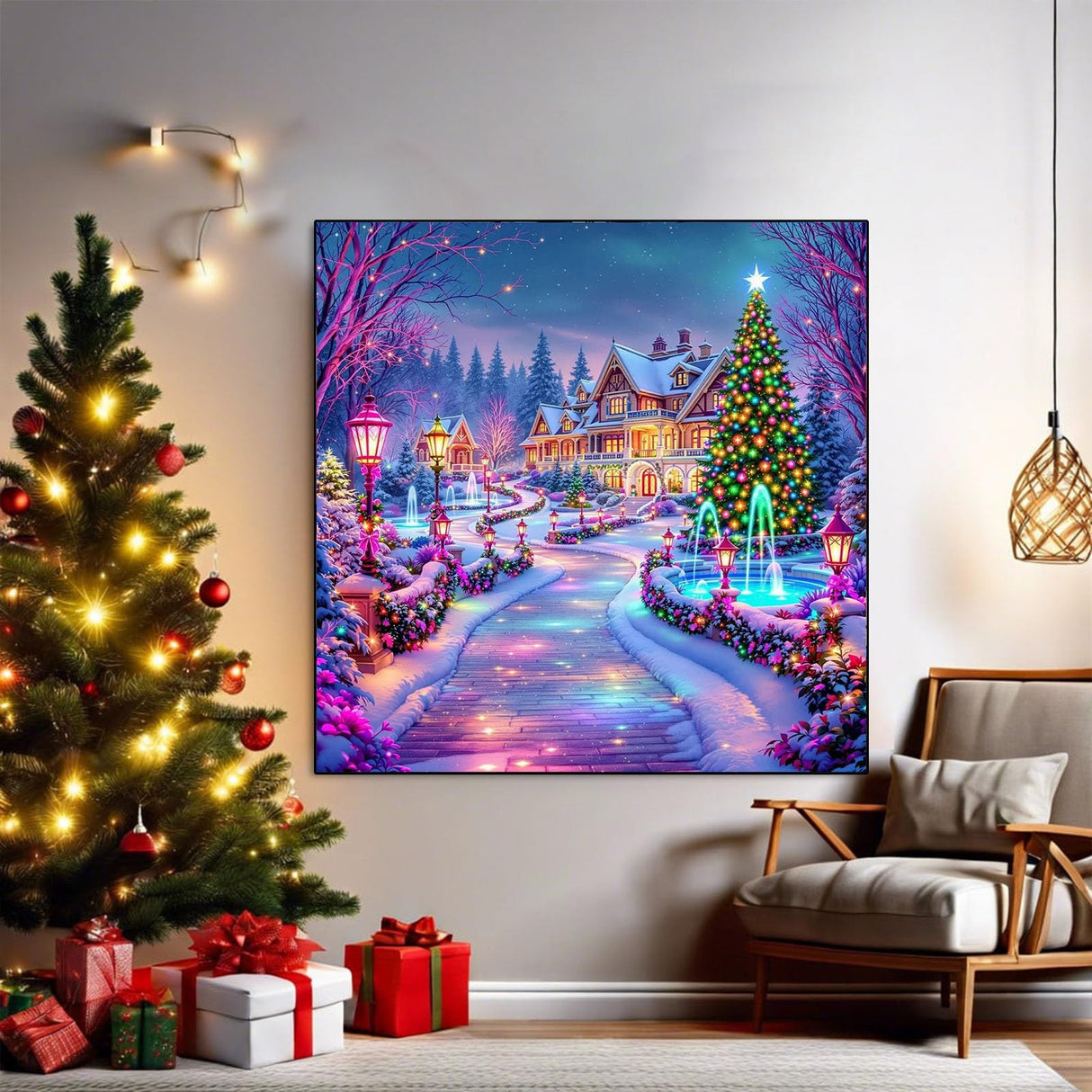 Christmas Diamond Art Kits for Adults-Winter Landscape 5D Diamond Painting Kits for Adults Beginners,DIY Full Drill Diamonds Painting Christmas Gem Art Kits for Gift and Home Decoration(14x14 inch) Arttoplus