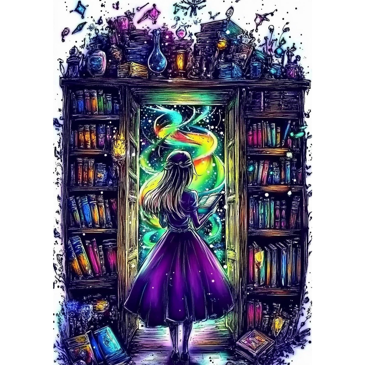 NEWENMO Magic Book Diamonds Painting Kits for Adults Beginner, DIY 5D Princess Diamond Art Paint with Round Diamonds, Full Drill Gem Art Diamonds Art Painting for Home Wall Decor 12x16 Inch NEWENMO