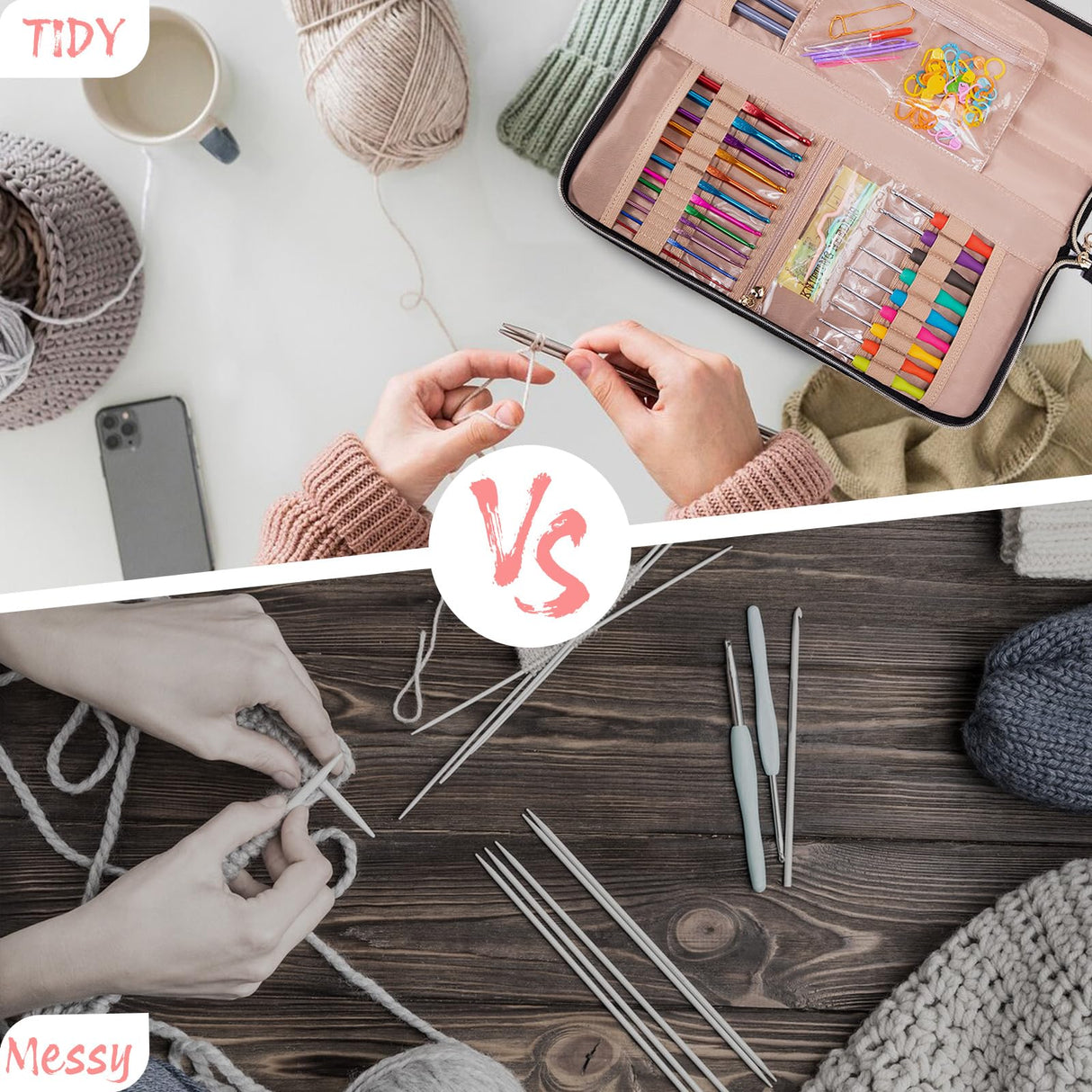 MYBAGZING Knitting Needles Case (Up to 14 Inches) - Organizer for Knitting and Crochet Accessories - Empty Hook Case MYBAGZING