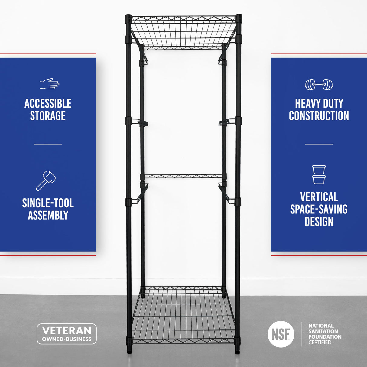 SafeRacks 5-Tier Steel Tote Rack - Maximize Space, Declutter, Organization, NSF Certified, Bin Storage for Garage, Pantry, Kitchen, Workspace, 5 Shelves, 31″ x 23″ x 68″, Black SafeRacks