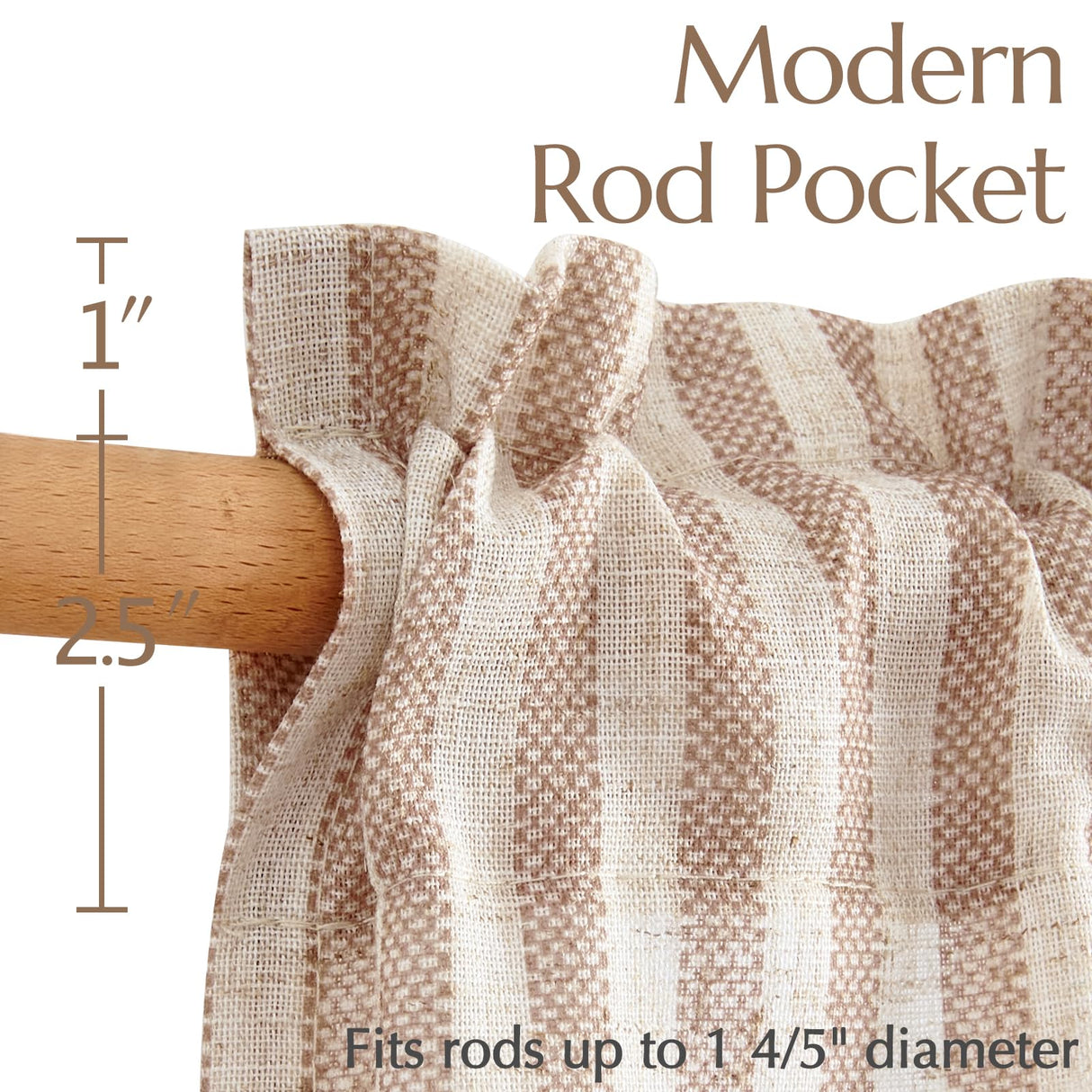 jinchan Striped Linen Kitchen Curtains 24 Inches Length Tier Curtains Farmhouse Modern Cafe Style Small Window Treatments Airy Light Filtering Rod Pocket for Living Room Bathroom 2 Panels Tan jinchan