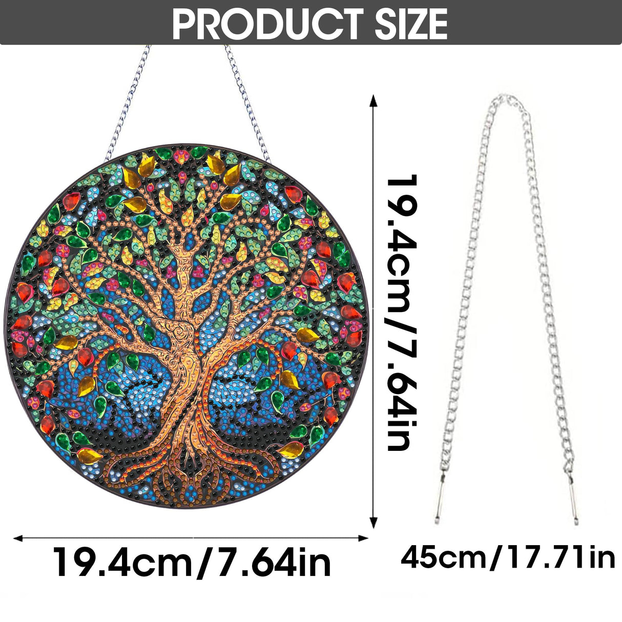 SKRYUIE Hanging Diamond Art Kits for Adults Tree, DIY Window Pendant Diamond Painting Kit Sun Catcher, Special Shaped Crystal Acrylic Double Sided, Porch Outdoor Garden Ornament 7.64 x 7.64 Inch SKRYUIE