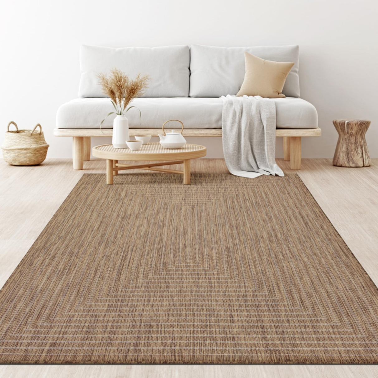 Adiva Rugs Outdoor Indoor Area Rug, Weather Resistant, Easy to Clean, Stain Resistant Floor Mat for Dining Room, Backyard, Deck, Patio (Wooden, 5' x 7') Adiva Rugs