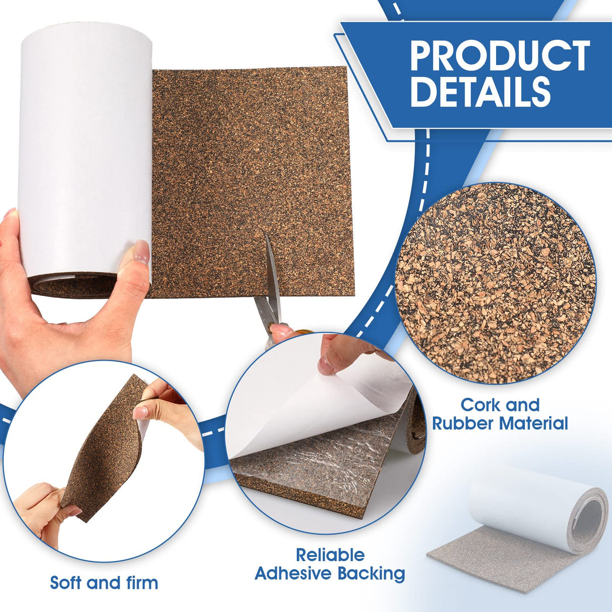 Cork Rubber Vise Jaw Lining 36 Inch Long 5.91 Inch Wide 1/8 Inch Thick Soft Vise Jaw Pads Rubber Cork Sheet Covers for Woodworking Vise Lining Clamp Faces (with Pressure Sensitive Adhesive) Sumind