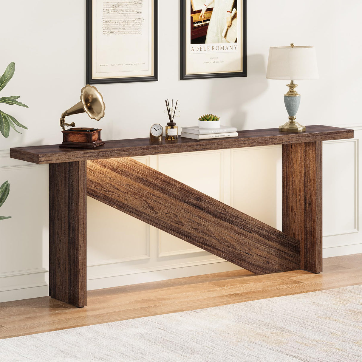 VANOMi Console Table with LED Lights, 70.86" Long Sofa Table Behind Couch, Narrow Wood Entryway Table, Farmhouse Foyer Table, Industrial Console Table for Entryway, Living Room, Hallway, Rustic Brown VANOMi