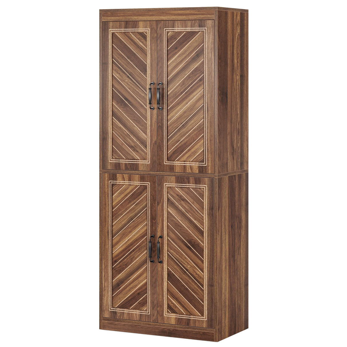 Tribesigns 69" Tall Kitchen Pantry Cabinet, Farmhouse Pantry Kitchen Cabinet with 4 Doors and 4 Adjustable Shelves, Rustic Wood Cupboard for Kitchen, Dining Room, Living Room Tribesigns